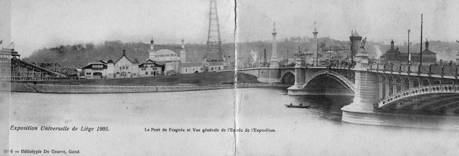 Le pont de Fragnée et vue générale de l'entrée de l'exposition.